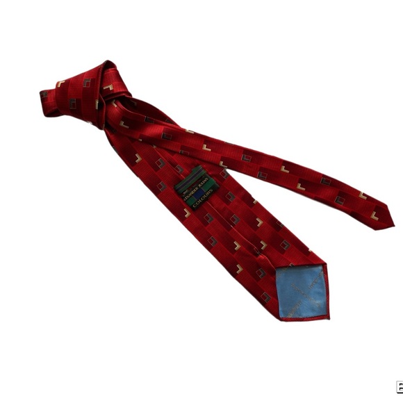 Alexander Julian Silk Tie Handmade Woven Tipped Bar Tac Tie Loop Red Geo 60x3.75 - Picture 4 of 12